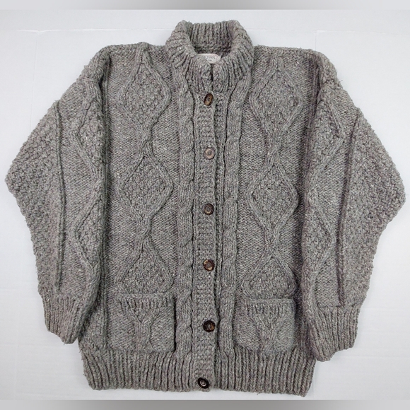 VTG Sue Dille Designs Sweater Womens Gray Ecuadorian 100% Handspun Wool Button - Picture 1 of 12